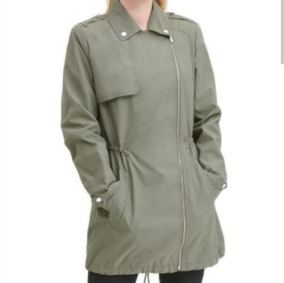 DKNY Trench Coat, Olive, Size Xsmall - Picture 3 of 13
